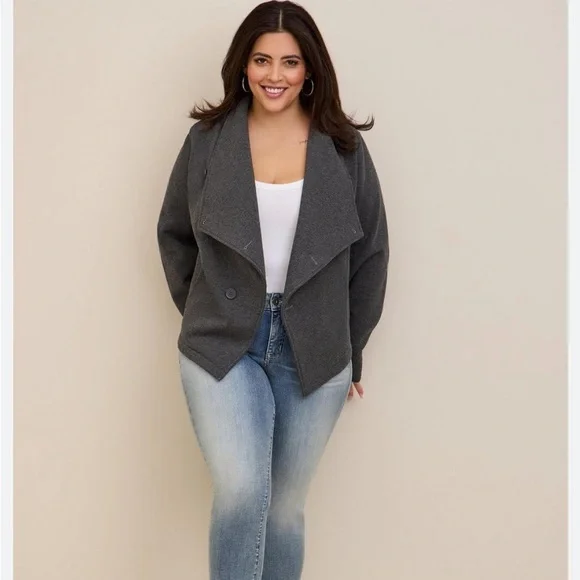 NWT Torrid Size 3X Fleece Drape Front Jacket - Picture 3 of 13
